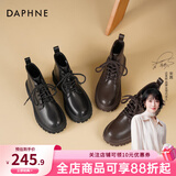 达芙妮马丁靴女2026秋冬新品英伦风加绒短靴女靴子女鞋厚底增高复古女鞋 棕色主图款【单里】 37