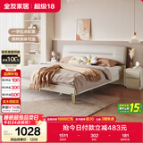 全友家居 布艺床现代简约科技布软包床1.8米x2米主卧室双人大床家具