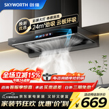 创维（Skyworth）25m³大吸力抽油烟机 欧式顶吸超薄烟机 智能变频 一级能效 体感清洗 家用厨房公寓脱排吸油烟机 【换新优选】24m³吸力+彩屏大灯丨Y036