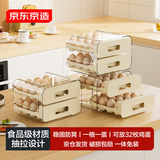 京东京造鸡蛋收纳盒 冰箱食品级厨房抽屉式鸡蛋盒架蛋托保鲜神器 双层32格