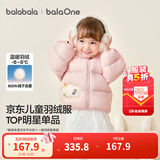 巴拉巴拉童装儿童羽绒服宝宝男女童冬装新款婴儿外套保暖上衣泡芙羽绒 粉色小苹果60356-白鸭绒 100 （充绒量81g 适合2-3岁）