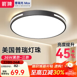 ARROW牌照明 吸顶灯led卧室灯客厅灯厨房阳台灯中山灯具 黑玉-36W三色40cm适15平内