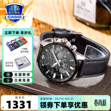 卡西欧（CASIO）商务休闲皮带钢带手表男日韩腕表防水石英男士手表送男友 礼物 EFR-303L-1A世界时间
