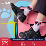 FILA 斐乐猫爪鞋4代女鞋老爹鞋情侣运动鞋复古时尚休闲鞋网面透气 【女款】黑-BK 35.5
