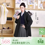 三彩【宋轶同款】【100绵羊毛】2025冬季新款双面呢大衣中长毛呢外套S 深邃灰 S 155/80A