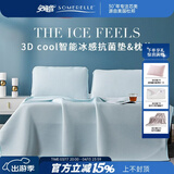 安睡宝（SOMERELLE）冰丝凉席凉垫席子夏季冰床垫单人学生宿舍凉床单可水洗折叠 3D凉感抗菌冰丝席三件套-清水蓝 90*200cm