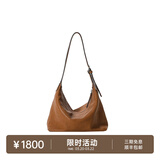 裘真【明星同款】植鞣胎牛皮腋下经典hobo包通勤真皮女包 大象灰-小号(胎牛皮版) 小包/大包