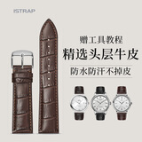istrap鳄鱼纹小牛皮手表带男士真皮女表链适用天梭浪琴美度西铁城表带卡西欧天王dw精工海鸥阿玛尼腕带