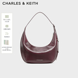 CHARLES&KEITH复古柔软新月包腋下包斜挎包生日礼物送女友CK2-40782526 Wineberry Red紫红色 中包