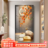 墨派（Mopai）入户玄关装饰画竖版轻奢走廊过道背景墙壁画现代简约免打孔 事事如意 80*160cm晶瓷+铝合金边框