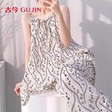 古今（GUJIN）绵绸吊带睡衣女夏季轻薄凉爽家居服可外穿睡裤海滩度假风大码套装