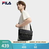 FILA斐乐男包【黑武士】斜挎包老花轻便防泼水挎包复古老花单肩包 正黑色-BK XS