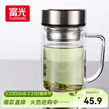 富光双层玻璃杯支持团购定制泡茶杯办公杯带把 大容量男女水杯子580ML