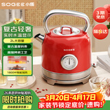 小质复古烧水壶电热水壶电水壶开水壶家用大容量304不锈钢全自动煲水壶红色高颜值SA08A