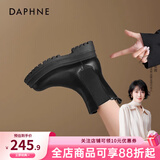 达芙妮官方马丁靴女加绒2026秋冬爆款烟筒靴子女英伦风中筒切尔西女靴 黑色（短筒-4.5cm跟高） 39