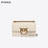 PINKO【品高】女包羊皮革绗缝单肩斜挎燕子包飞鸟包21cm 白色 礼物