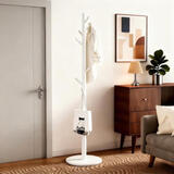 千禧华府衣架落地立式实木衣帽架卧室简易挂衣架办公衣架加厚圆盘款净白色