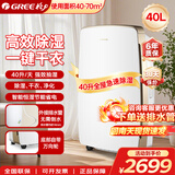 格力（GREE） 除湿机家用抽湿机卧室除湿器办公室抽湿器商用大功率室内去湿干燥干衣机轻音抽湿机 DH40EH 40L/天 40-70㎡ 建议72平方以内