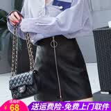 欧贝汐半身裙女春夏春秋小皮裙新款高腰pu短裙士a字裙子 黑色 L