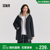 森马（Semir）外套女中长款西装领通勤宽松2024冬含羊毛双面呢夹克109724108021