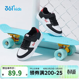 361°儿童四季板鞋男女童(3-12岁)百搭魔术贴滑板鞋小白鞋 黑32