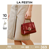 拉菲斯汀（La Festin）【何泓姗同款】塌塌手提女包2026新款包包单肩斜挎凯莉包生日礼物 能量红-小号 | 质感油蜡皮 | 赠礼品袋