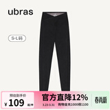 ubras仿牛仔高腰收腹加绒打底裤女保暖时尚高弹可外穿 黑色交叉款 1条 M