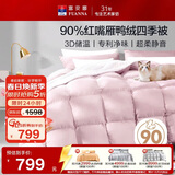 富安娜羽绒被 90%灰鸭绒被子 双人四季被芯春秋被 750g填充 230x229cm