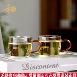 禾器·斑斓禾器2024新款品茗杯带把手耐高温高硼硅玻璃杯子晶彩清尚杯90ml 清尚杯-琥珀色（一对装）-90ml