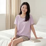 顶瓜瓜顶呱呱睡衣女夏纯棉短袖可外情侣穿家居服套装女西梅紫160