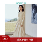 茵曼（INMAN）2025秋冬女装新款灯芯绒连衣裙新品长袖休闲针织礼服中长裙子 淡香杏-18348357H1 M
