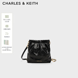 CHARLES&KEITH迷你菱格流浪包单肩斜挎双肩包包女包生日礼物CK2-60782390 【S号】Black黑色 S