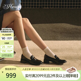 73Hours赵今麦同款女鞋风笛乐章25春夏新款厚底牛皮英伦乐福鞋小皮鞋 黑色 【赵今麦/章若楠/关晓彤同款】 38