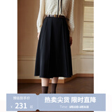 独束[神裙3.0版]独束大码女装高腰半身裙女秋冬微胖mm遮胯显瘦A字裙 静谧黑 2XL