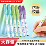 白雪（snowhite）直液式钢笔护手胶套免换墨囊速干小学生三年级EF小包尖 FP801化学可擦蓝12支