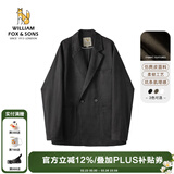 William fox&sons威廉福克斯仿仿麂皮绒小西服轻商务复古宽松易打理便西休闲西装男 黑色（双排扣） L /50