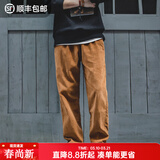 马登工装美式复古垂感灯芯绒长裤子男春冬新款直筒修身显瘦男士休闲裤 琥珀色 【男裤冬季厚款/男士裤子/美式工装裤/长裤】 XL