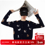 ICH MODE美式针织衫开衫女春季毛衣轻奢外套上衣打底衣短款慵懒风黑色 L