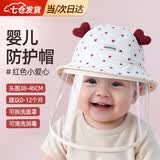 纪奈落婴儿防护面罩新生儿防护帽防飞沫隔离面罩宝宝遮阳儿童渔夫帽 爱心拉链款 头围42CM（适合0-3个月）