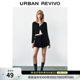 UR秋季新款女装旷野美拉德百搭修身针织开衫UWB940014 黑色 S