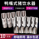 耐尔尼 不锈钢猪自动饮水器猪水嘴自动喂水小猪饮水嘴养猪设备 鸭嘴式(铜头)10个，推荐，漏水包退