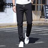 JEEP SPIRIT吉普休闲裤男春秋夏季修身直筒裤新款男士弹力速干运动冰丝长裤男 黑色 薄款 均码 31 【125-135斤】