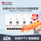 华为全屋WiFi6套装无线千兆路由器无缝漫游4双网口86AP面板+8口满供路由交换一体机支持IPTV双频3000M