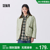 森马（Semir）羽绒服女中长款轻薄拼接灯芯绒翻领2024冬季三防外套109724113004