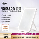 米波迪（Meebordi）镜子化妆镜带灯led桌面宿舍梳妆台便携镜子学生折叠镜美容仪出差旅行【升级2000毫安】母亲节礼物