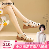 达芙妮官方 罗马凉鞋女2026新品春夏包头鞋复古编织粗跟沙滩鞋软底凉鞋 米色【经典热卖款】 35