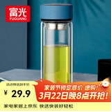 富光男女士双层玻璃杯 高硼硅玻璃304茶隔水杯子 带茶隔泡茶杯400ml