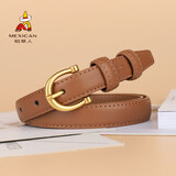 稻草人女士皮带复古文艺简约百搭韩版细腰带女酷ins风牛仔裤带时尚裙带 焦糖色【宽度1.9cm】 105cm