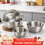 凌丰304不锈钢餐盘子菜碟家用菜盘家用圆盘加厚碟子骨碟菜盆 汤盆-外径22cm