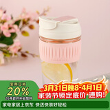 乐扣乐扣（LOCK&LOCK）咖啡杯耐热玻璃水杯子男女学生便携式双饮吸管杯随手杯500ML粉色